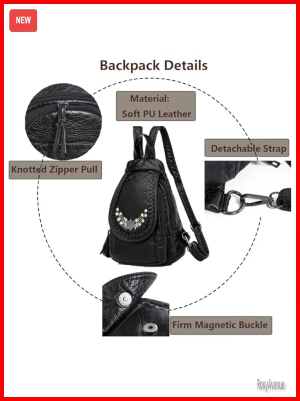 Mini Backpack Purse Women Soft Washed PU Leather Fashion Backpack Ladies